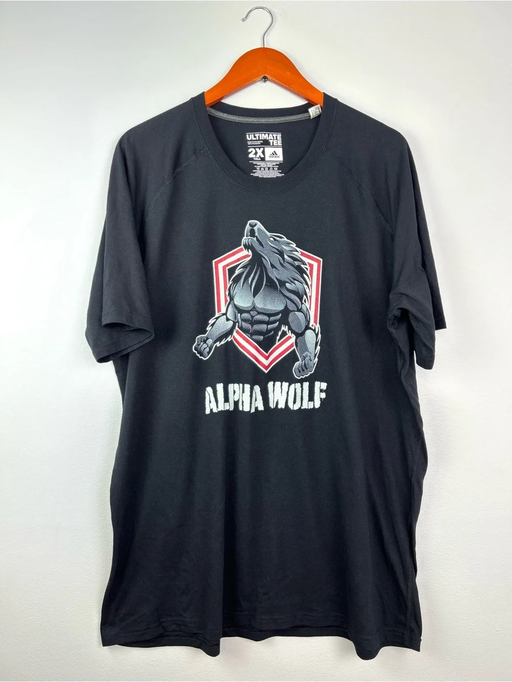 adidas men’s 2XTALL  Alpha Wolf Graphic ultimate tee shirt short sleeve climate
